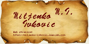 Miljenko Ivković vizit kartica